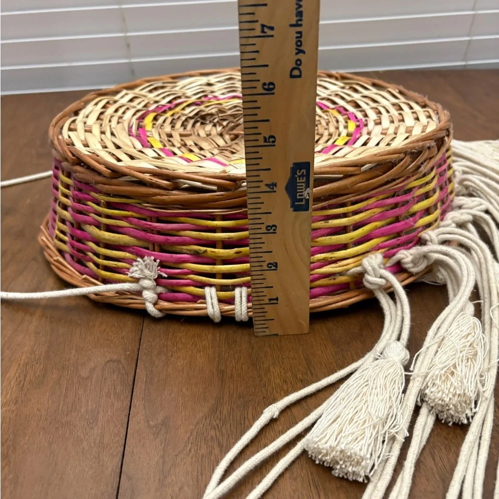 Woven Basket Wall Art with Tassels